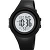 CakCity Orologio da polso digitale da uomo, impermeabile, sportivo, con timer, cronometro, conto alla rovescia, sveglia, doppio fuso orario, unisex, Colore: bianco e nero.