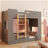 smartwood Letto a Castello per Bambini 80x190 - Grigio - Scala Sinistra - Letto Bambino per Ragazzi & Ragazze con Rete a Doghe & Sponda - Mimi BL - Portata Massima 230 kg