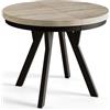 AlpiMeble Tavolo da pranzo rotondo EVO, tavolo allungabile diametro: 120 cm fino a 220 cm, tavolo soggiorno colore: Sonoma con gambe in legno di colore nero