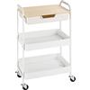 HOMCOM Carrello da cucina 2 ripiani cassetto vassoio look legno chiaro acciaio PP bianco