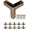 FUXXER® - 10 angoli per mobili antichi, accessori per la protezione dei bordi in metallo, per scatole, mobili, tavoli, ottone antico, effetto vintage, 32 x 32 mm