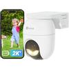 EZVIZ CB8 Lite 2K+ Telecamera WiFi Esterno Batteria, 100% Senza Fili, PTZ 360° AOV, Rilevamento di Persone/Veicoli, Visione Notturna a colori, Audio Bidirezionale, Difesa Attiva