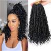 TTPSRY 14 Pollici Dea Box Trecce All'Uncinetto Extension Capelli Boho Pre Looped con Estremità Ricci Estensioni di Capelli Sintetici Intrecciati per Donne (Colore 1B)