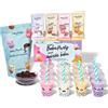 Thoughtfully Gourmet, Mini Boba Party Set, per 16 porzioni di Bubble Tea, con 4 gusti, perline Boba, tazze, coperchi e cannucce