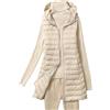 Peuignao Gilet Piumino Donna Lungo Gilet Imbottito Trapuntato Donna Giubbotto Giubbino Giacca Smanicato Gilet Donna Piumino Leggero Senza Maniche Donna Giacchetto Smanicato Gilet Imbottiti Donna Beige 3XL