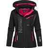 Geographical Norway Reine Lady - Giacca Cappuccio Softshell Impermeabile Donna - Giacca Antivento - Attività All'Aperto Escursioni Sci Autunno Inverno Primavera (Nero rosa XL-taglia 4)