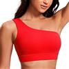 Theaque Reggiseno sportivo monospalla da donna, senza maniche, monospalla a basso impatto, asimmetrico, per allenamento e yoga, Rosso scuro, M
