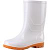 Generic Stivali da pioggia da uomo e donna, impermeabili, in gomma, a mezza altezza, unisex, colore giallo, alla caviglia, a mezza altezza, da giardino, antiscivolo, taglia 38-44, bianco, 40