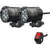 Riloer 1 paia di motocicli tricicli biciclette veicoli elettrici fari universali LED, faretti super luminosi per motocicli fari fendinebbia con luce alta/bassa/stroboscopica