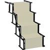 Cannoli Scala per cani pieghevole, scala per cani auto, rampa regolabile altezza 56-76 cm, per auto SUV camion, rampa per cani e auto, pieghevole, con 5 gradini (Beige)