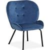 Menzzo Coco Poltrona, Velluto, Blu, 70