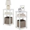 Furinno JUST Comodino set di 2, 3-Tier Turn-N-Tube Comodino, Toolless Tavolini da comodino, Tavolino da salotto, Tavolino laterale con Open Storage per camera da letto, soggiorno, Bianco