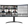 LG 34WR55QK-B - Monitor curvo per computer UltraWide WQHD (3440 x 1440), 100 Hz, 5 ms, HDR10, modalità lettore, HDMI, DisplayPort, USB Type-C, supporto regolabile in inclinazione/altezza, nero