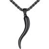 U7 Collana Uomo Corno Italiano Collna Ciondolo Cornicello Portafortuna 51mm Collana Uomo Nera Acciaio Inossidabile Collana Corno Portafortuna con Catena 51cm+5cm Confezione Regalo