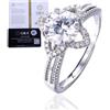 HALUKAKAH Anello Moissanite Donna D Colore 2.0 ct Quadrifoglio,Diamante da 2 Carati Coltivato in Laboratorio con Certificato,Argento Sterling Placcato Platino,Misura Regolabile,per Moglie,Fidanzata
