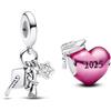 PHCLASY Graduation Pink Cuore and Stars Charms Compatibile con Bracciali e Collane Europei, Stagione di Laurea Per le Donne