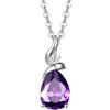 FANCIME Collana Donna con Ciondolo Teardrop in Oro Bianco 14 carati (585) Solido e Catena in Argento 925 con Ametista e Diamanti Naturale Gioielli per Ragazze Mamma- Catena Lunghezza: 40 + 5 cm
