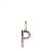 SINGULARU - Charm Letter Spark Sakura. Iniziale in Argento Sterling con Finitura Placcata Oro 18Kt e Zirconi. Gioielli da Donna. Lettera P