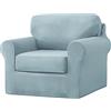 SYLC Ektorp Copridivani Con Cuscini E Schienale Separati, Velluto Elasticizzato Copridivano 1/2/3/4 Posti Con Braccioli, Copri Divano Antiscivolo (Light blue,Large 1 Seat Set 3 PCS)
