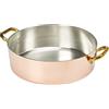 Pentole Agnelli ALCU10636 Casseruola Bassa in Rame con 2 Maniglie in ottone, Rame liscio stagnato a mano, 36 cm