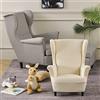 Highdi Velvet Bambino Copripoltrona con Orecchie Elasticizzato, Tinta Unita Copridivano da 1 Posto, Lavabile per Strandmon Bar Soggiorno Camera da Letto (Beige)
