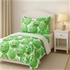 GX GARGIX Completo Letto Singolo Set Lenzuola e Federa in Cotone Smile Faccine Vari Colori (JL-3/SmileVerde, Singolo)