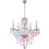 Globo Lampadario a LED multi-braccio con cinque LED a filamento da 4 Watt e cristalli acrilici colorati