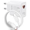 ACOCOBUY 100W Supercharge Caricabatterie Rapido per Honor 200 Pro Magic 7 Pura 70 Pro 2 porte PD Caricabatterie Rapido con 6A Cavo USB C 1m per Honor 200 Lite 200 Smart 90 Magic6 7 Lite V2 V3 X8b X6b Pad X8a 9