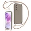 Coalbooliy Cover per Samsung Galaxy A55 5G 6,5 con Cordino per Cellulare, Custodia Silicone con Regolabile Collana Sottile Morbida Case Protezione della fotocamera Antiurto con Necklace, Cachi