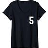 Sports Numbers Store Donna Numero 5 stile sportivo universitario in bianco Maglietta con Collo a V