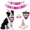 XDGBGFN Set di 5 bandana per cani di compleanno con 10 numeri di bling e striscione Happy Birthday per cani di piccola taglia media e grande, decorazione di compleanno (rosa)