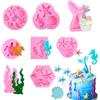 Guidre 8 Pezzi 3D Marine Animali Stampo Conchasdel Mare Stella Di Mare Pasta di Zucchero Fondente Per Torte Stampi per Dolci Decorazione Cioccolato