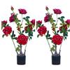 Zstar 2 alberi di peonia artificiale, 70 cm, grandi piante di peonie artificiali, in vaso, grande albero di peonia artificiale con foglie verdi, albero decorativo per soggiorno, ufficio, casa, rosso
