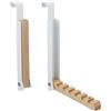 Relaxdays Appendiabiti da Porta Pieghevole, 6 Ganci per Appendere Grucce, per Porte Spesse 2 cm, Metallo e Legno, Bianco