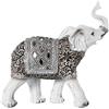 DRW Statuetta di Un Elefante in Resina Bianca 26,5 x 9,5 x 25,5 cm
