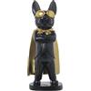 DRW Figura di un cane Bulldog con occhiali e mantello in nero e oro 13x12x33cm