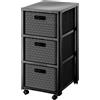 Rotho Country Contenitore arrotolabile con 3 cassetti in rattan, Plastica (PP) senza BPA, antracite, 3 x A4/18l (37,5 x 32,5 x 71,2 cm)