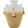 DRW Vaso da tavolo con nappe in ceramica in bianco e terra 22x22x30cm