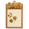 THUN® - Lavagna Magnetica Piccola da Parete con 3 Calamite: Tulipano, Gallo e Girasole - Ceramica e Legno - Linea Country