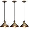 iDEGU 3 Pezzi Lampade a Sospensione Industriale Design Edison Lampada da Soffitto E27 Lampadario a Sospensione Retro in Metallo per Sala da Pranzo Cucina Soggiorno, Ø 22 cm (3x Bronzo)