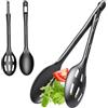 Hausfelder Set di posate da insalata in plastica nero - Set da 2 pezzi con cucchiaio e pinza per insalata, lavabili in lavastoviglie, 32 cm