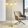 Depuley Lampada da terra a 3 teste moderna a forma di albero con braccio a collo d'oca regolabile, lampada LED da terra per lettura, soggiorno, camera da letto, oro, base E26