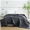 WAVVE Piumino Estivo Letto Matrimoniale 220x240 cm - Piumone Leggero 240x220, Coperta Trapunta Sottile in Microfibra Sintetico, Grigio