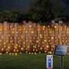 CCILAND Luci solari per tende da esterni, 10 m x 1 m, 500 LED, con telecomando, filo verde, luci a cascata, per giardino, patio, recinzione, gazebo, decorazione, bianco caldo