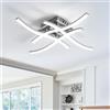 Dorlink Plafoniera LED Soffitto Moderna, 24W 2160LM Lampadario LED Camera da Letto, 6500K Bianco Freddo Lampadari Cucina, 4 Luci Plafoniera Onde Sfalsate Argento, Lampadario Soggiorno, Ø45CM