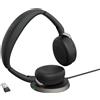 Jabra Evolve2 65 Flex Link380a UC Stereo - cuffie stereo wireless con USB-A per piattaforme UC, inclusa la base di ricarica