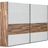 Forte MODERN WAY Armadio 270, armadio grande scandinavo moderno con 2 ante scorrevoli, bianco opaco/decorazione in legno: rovere a doghe, 270 cm larghezza x 210,5 cm altezza x 61 cm profondità