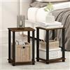 Furinno SIMPLISTIC Comodino set di 2, 2-Tier Small Comodino con Ripiano aperto, Toolless Tavolino da comodino, Tavolino da salotto, Tavolino laterale, per camera da letto, soggiorno, Pino Ambra