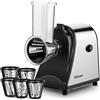 Nictemaw Tagliaverdure elettrico, 500 W, grattugia da cucina, tritatutto per verdure con 5 tamburi, in acciaio inox