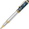 Xezo Maestro Penna Roller, punta fine. Argento massiccio 925 con madreperla di pāua blu e placcatura in oro 18 carati. Artigianale, edizione limitata, numerata